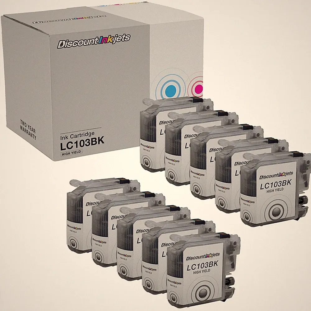 10 LC103XL for Brother LC103BK BLACK Ink Cartridge High Yield MFC-J6720D DCP-J15