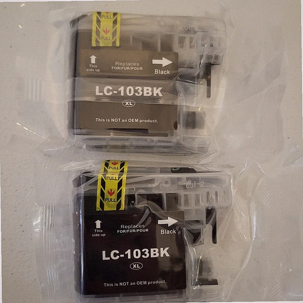 2 Brother LC103BK Ink Jet Printer Cartridges Black