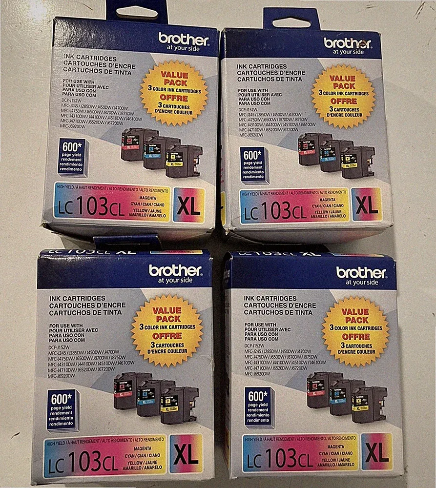 4 PK - Brother LC103CL XL Color Ink Cartridge Cyan Magenta Yellow - 12 Total New