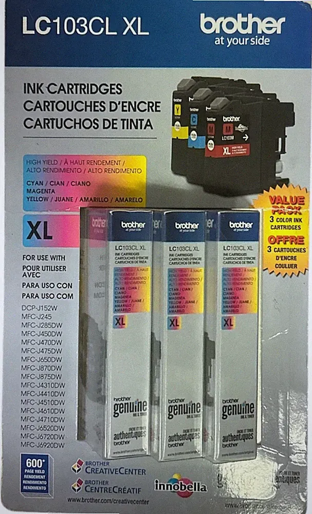 Brother LC103CL XL High Yield Value 3-Color Ink Cartridges