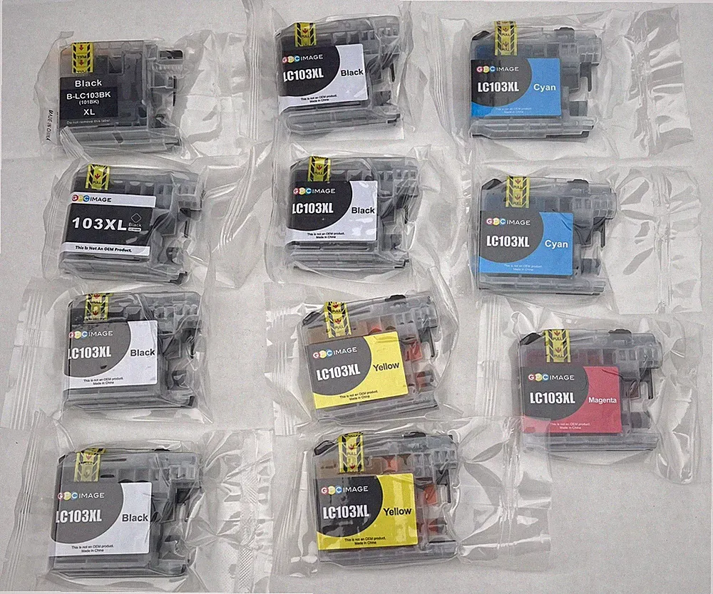 Eleven Lot 6 Black 2 Yellow 2 Blue 1 Magenta Ink Cartridges for Brother LC103XL