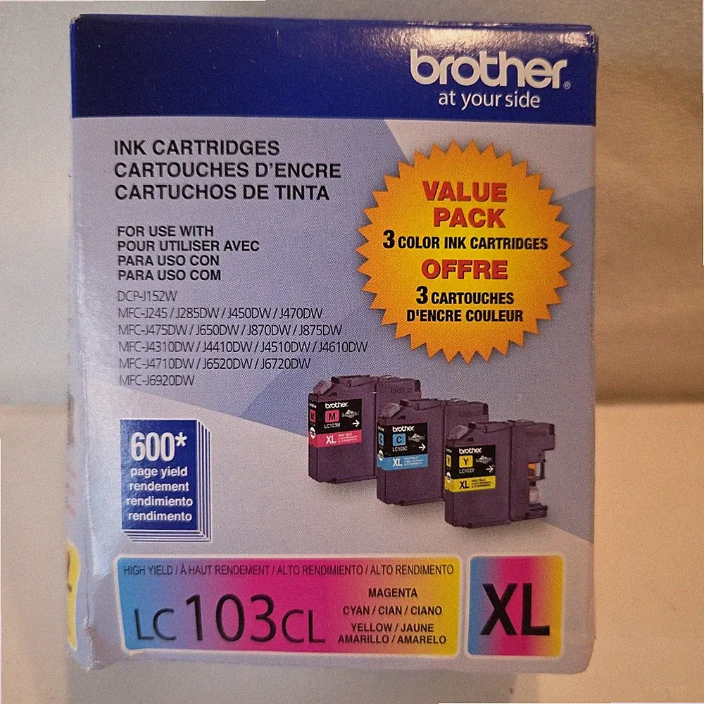 NEW OEM - BROTHER LC103CL 3-PACK COLOR INK CARTRIDGES - LC1033PKS 2027